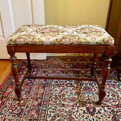 LOT 94 Y: Vintage Hollywood Regency Multi-grain Figured Wood Vanity w/ Bench