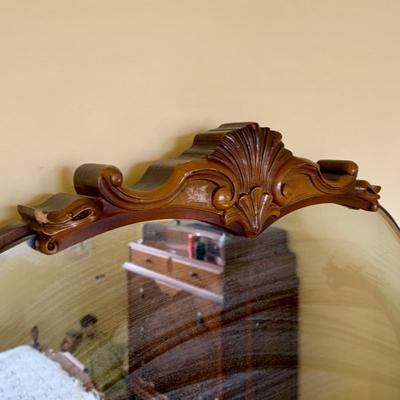 LOT 94 Y: Vintage Hollywood Regency Multi-grain Figured Wood Vanity w/ Bench