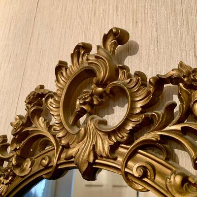 LOT 95 H: Vintage Syroco Hollywood Regency Style Wall Mirror & Ornate Entryway Table