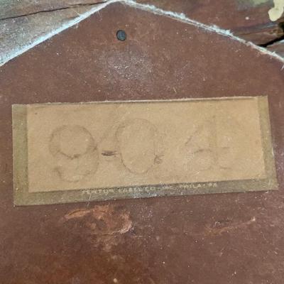 LOT 97 X: Vintage / Antique Oval Gold Toned Frame Mirror w/ Etched Floral Motif: 904 Fenton Label Co. & Pair of Ornate Brass...