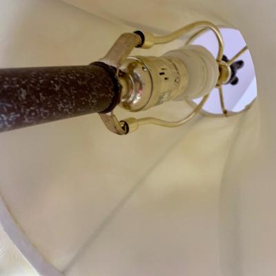 LOT 98 X: Pair of Stem Pedestal Lamps w/ Unique Floral Lampshades