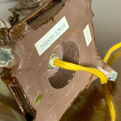 LOT 98 X: Pair of Stem Pedestal Lamps w/ Unique Floral Lampshades