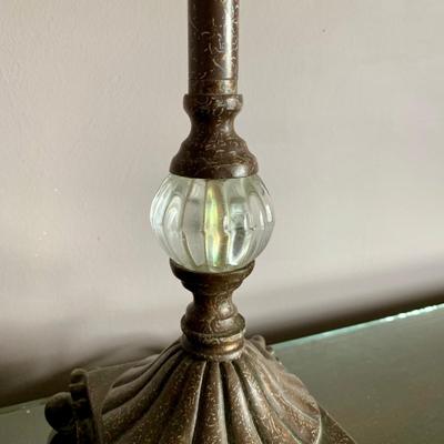 LOT 98 X: Pair of Stem Pedestal Lamps w/ Unique Floral Lampshades