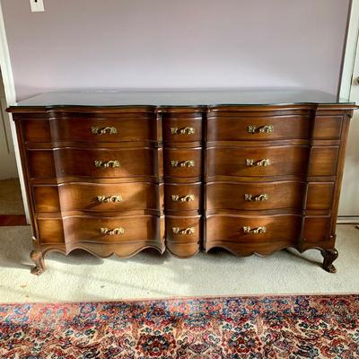 LOT 99 X: Vintage Union National Inc. 12 Drawer Chest Of Drawers w/ Glass Top & 6 Drawer Dresser