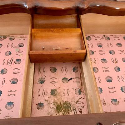 LOT 99 X: Vintage Union National Inc. 12 Drawer Chest Of Drawers w/ Glass Top & 6 Drawer Dresser