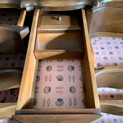 LOT 99 X: Vintage Union National Inc. 12 Drawer Chest Of Drawers w/ Glass Top & 6 Drawer Dresser