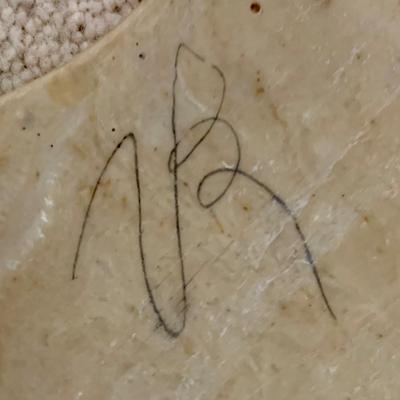 LOT 100 X: French Provincial Style Headboard & Faux Marble Top Bedside Table