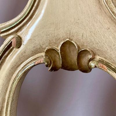 LOT 100 X: French Provincial Style Headboard & Faux Marble Top Bedside Table