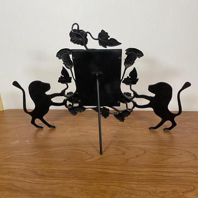 LOT 108D: Pair of Cast Iron Picture Frames and Cast Iron Candle Holder