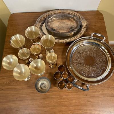LOT 109D: Vintage Silver Plated Drinkware and Serving Trays