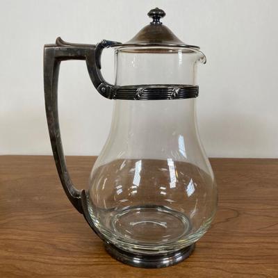 LOT 110D: Farber Bros Krome Kraft Amethyst Decanter with matching Stem glass and Vintage Glass Pitcher