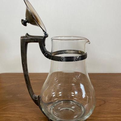 LOT 110D: Farber Bros Krome Kraft Amethyst Decanter with matching Stem glass and Vintage Glass Pitcher