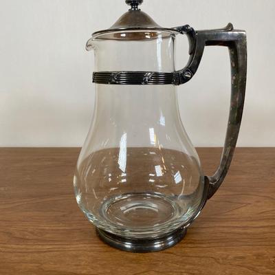 LOT 110D: Farber Bros Krome Kraft Amethyst Decanter with matching Stem glass and Vintage Glass Pitcher