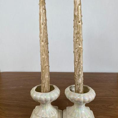 LOT 117D: Ceramic Flower Tower Centerpiece with a Pair of Candlestick Holders