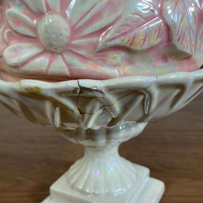 LOT 117D: Ceramic Flower Tower Centerpiece with a Pair of Candlestick Holders