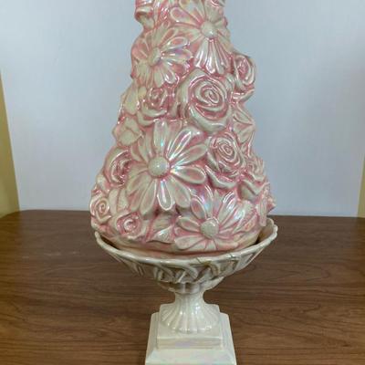 LOT 117D: Ceramic Flower Tower Centerpiece with a Pair of Candlestick Holders