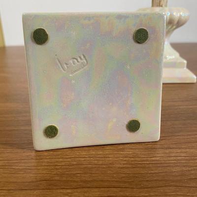 LOT 117D: Ceramic Flower Tower Centerpiece with a Pair of Candlestick Holders