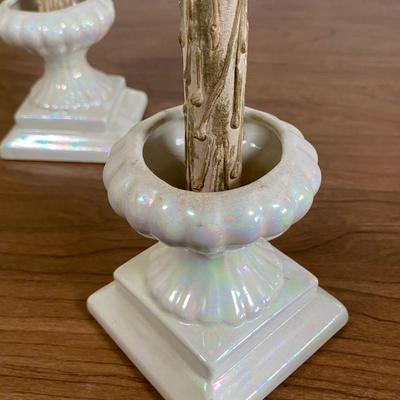 LOT 117D: Ceramic Flower Tower Centerpiece with a Pair of Candlestick Holders