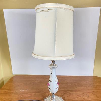 LOT 118D: 2 Lamps with Shades and Votive Candle Holder