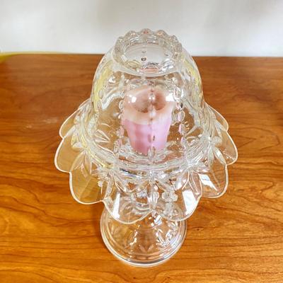 LOT 118D: 2 Lamps with Shades and Votive Candle Holder