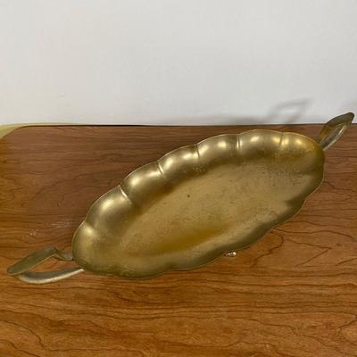 LOT 119D: Brass Candle Stick Holders, Footed Tray Centerpiece, and Serving Tray