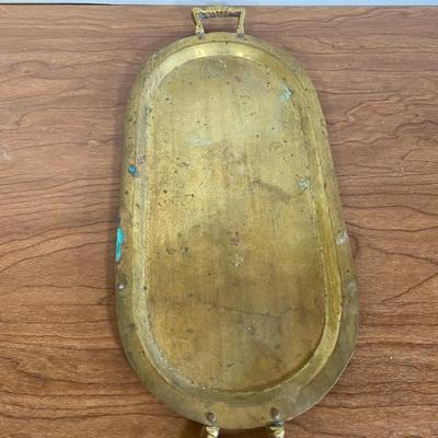 LOT 119D: Brass Candle Stick Holders, Footed Tray Centerpiece, and Serving Tray