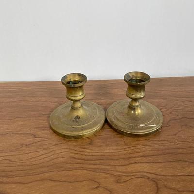 LOT 119D: Brass Candle Stick Holders, Footed Tray Centerpiece, and Serving Tray