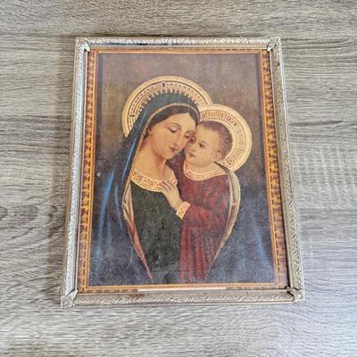 LOT 121D: Vintage Cameo Creation Framed Wall Art, Framed Jesus Print & Framed Mother and Child