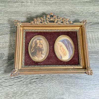 LOT 121D: Vintage Cameo Creation Framed Wall Art, Framed Jesus Print & Framed Mother and Child