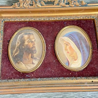 LOT 121D: Vintage Cameo Creation Framed Wall Art, Framed Jesus Print & Framed Mother and Child