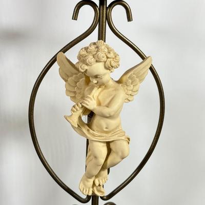 LOT 125F: Religious Home Decor Collection: Mary Planter, Cherub Candle Sticks, Bronze Cross w/ Matching Candlestick Holders