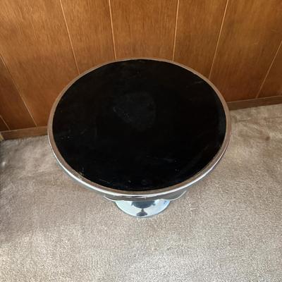 LOT 140F: Vintage / MCM Red Chair & Ottoman w/ Metal End Table