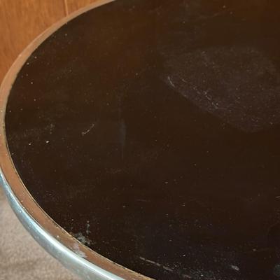 LOT 140F: Vintage / MCM Red Chair & Ottoman w/ Metal End Table