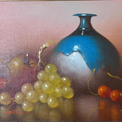 LOT 144B: Two Signed Still Life Paintings & Hand Painted Tray Table