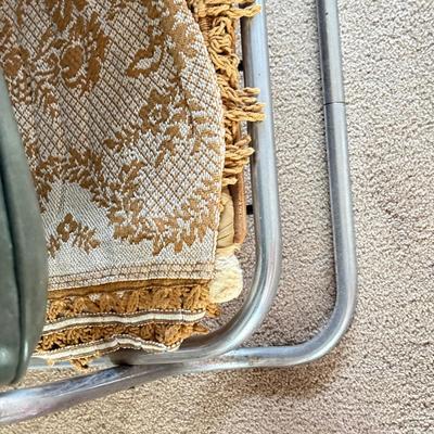 LOT 161F: Vintage MCM Metal Frame Green Sofa