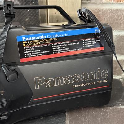 LOT 162F: Vintage Panasonic OmniMovie VHS Video Camera Model PV-420 w/ Hard Shell Case, Operating Instructions & Accessories