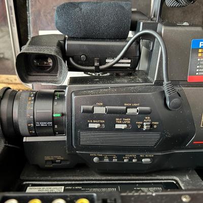 LOT 162F: Vintage Panasonic OmniMovie VHS Video Camera Model PV-420 w/ Hard Shell Case, Operating Instructions & Accessories