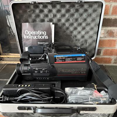 LOT 162F: Vintage Panasonic OmniMovie VHS Video Camera Model PV-420 w/ Hard Shell Case, Operating Instructions & Accessories