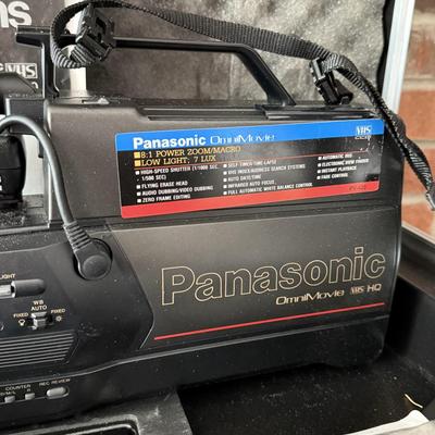 LOT 162F: Vintage Panasonic OmniMovie VHS Video Camera Model PV-420 w/ Hard Shell Case, Operating Instructions & Accessories