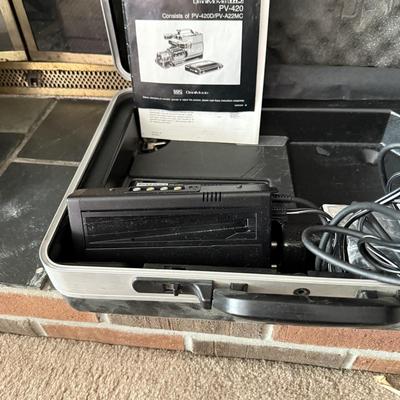 LOT 162F: Vintage Panasonic OmniMovie VHS Video Camera Model PV-420 w/ Hard Shell Case, Operating Instructions & Accessories