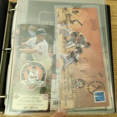 Cal Ripken Binder Filled with programs , Game Tickets 22 kt Gold Cards