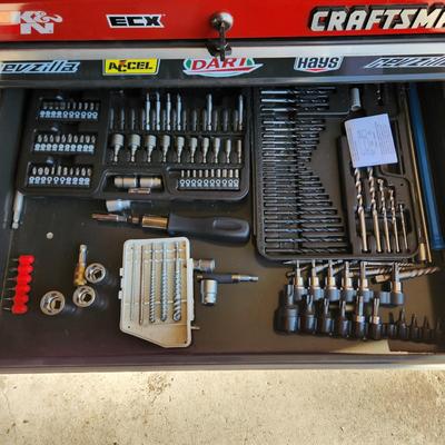 2 Drawer lot of Tools Craftsman Sockets Drill Bits Crowfoot