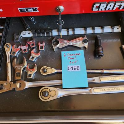 2 Drawer lot of Tools Craftsman Sockets Drill Bits Crowfoot