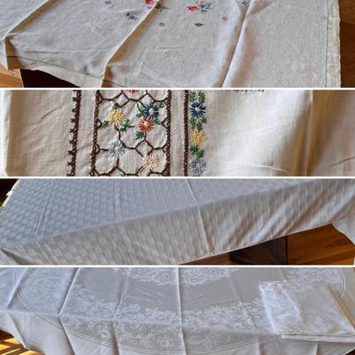 Large Assortment of Linen Tablecloths, Napkins & More (DR-RG)