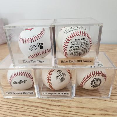Collectors Lot Baseballs Tony the Tiger, Babe Ruth Baltimore Orioles 1997 Opening day Cal Ripken 3131 Day