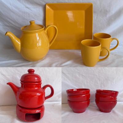 Waechterbach Germany, Sengware, + Pier 1 Red and Yellow Dishes (K-DZ)