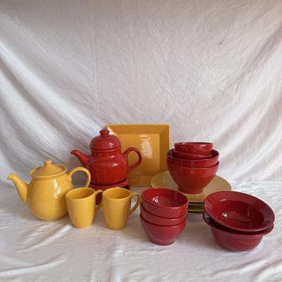 Waechterbach Germany, Sengware, + Pier 1 Red and Yellow Dishes (K-DZ)