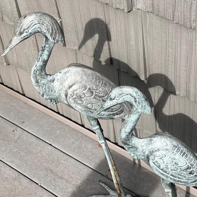 Pair of Metal Heron Sculptures (FD-RG)