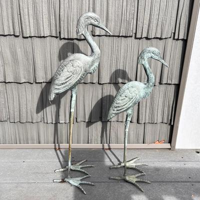 Pair of Metal Heron Sculptures (FD-RG)