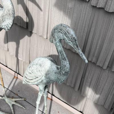 Pair of Metal Heron Sculptures (FD-RG)